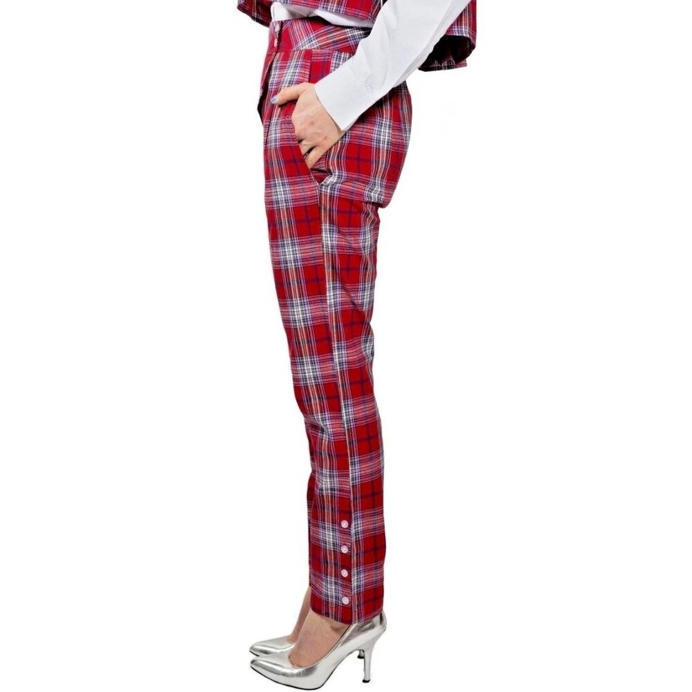 Project 6 Red Checked Plaid Large Kiku Pants Steam Punk Grunge 90s Emo Tapered - Picture 2 of 13